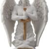 Magic  Collection~9.1 Inch Saint Michael Prayer Archangel Monument Marble White Golden Finish Angel Statue