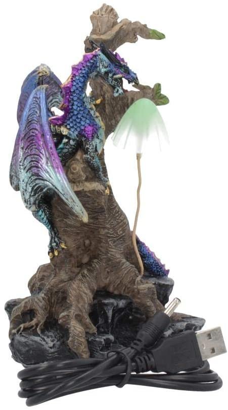 Nemesis Now Woodland Defender Light Up Dragon Figurine 16.5cm Brown, Resin