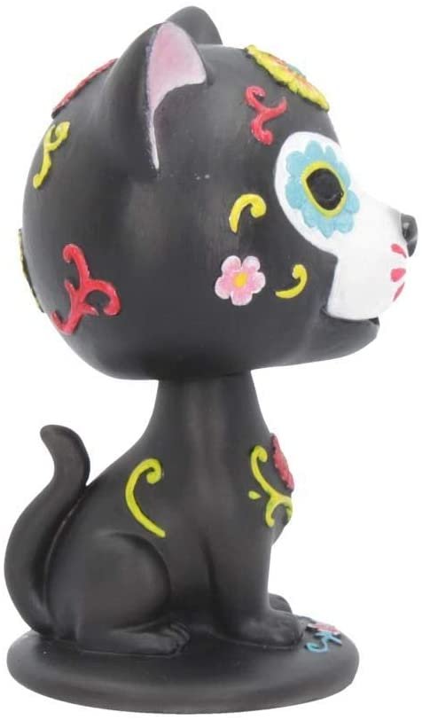 Animal Collection~ U4544N9 Bob De Los Muertos Cat Bobblehead 10.5cm Black, Resin