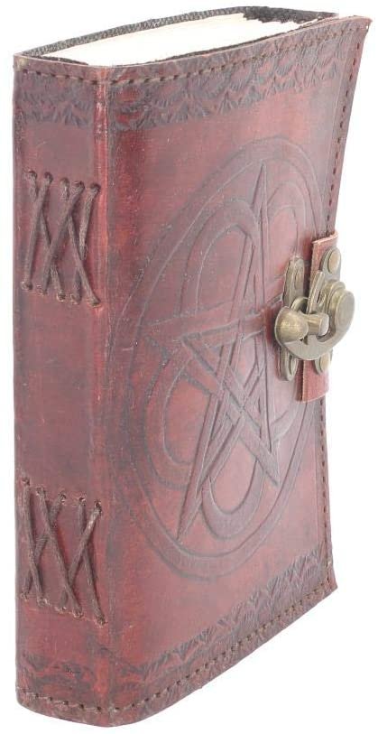 Wiccan Collection~Pentagram Leather Journal With Lock 20cm Brown