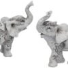Magicun N.Giftware~Henna Harmony Set of 2 9.5cm Elephant Figurines, White, One Size