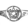 Sterling Silver Crescent Moon Pentagram Pentacle Ring (Size 5-12)