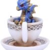 Fantasy Collection~ Blue Dracuccino Dragon Teacup Figurine, Polyresin, 11.3cm
