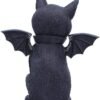 Magicun N.Giftware~Malpuss Winged Occult Cat Figurine, Polyresin, Black and Silver, 10cm