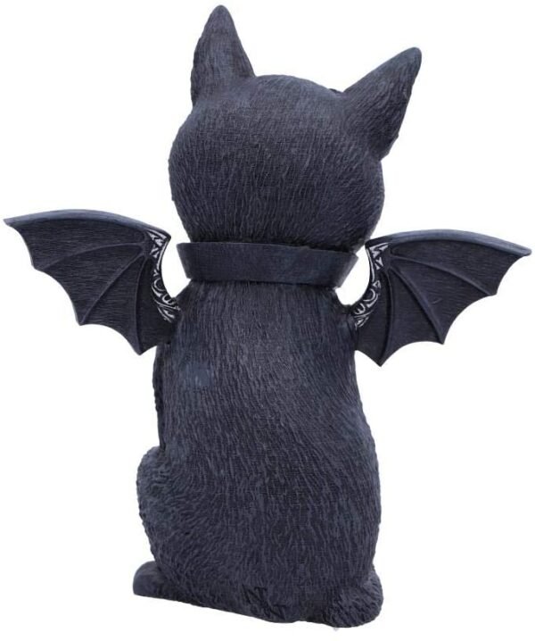 Magicun N.Giftware~Malpuss Winged Occult Cat Figurine, Polyresin, Black and Silver, 10cm