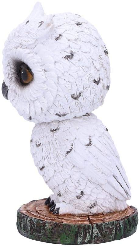 Animal Collection~ Feather White Horned Owl Bobble Head Figurine, Polyresin, 10.5cm