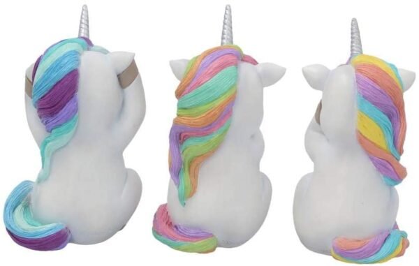 Nemesis Now Three Wise Cutiecorns Ornament Cute Unicorn Figurine Set, Resin, White, 9.5cm