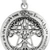 Sterling Silver Cut Out Tree Pentacle Pentagram Pendant; 1 Inch Diameter