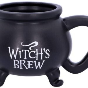 Wiccan Collection~U4791P9 Smooth Black Witch's Brew Cauldron Mug 13.5cm, Resin w. Stainless Steel