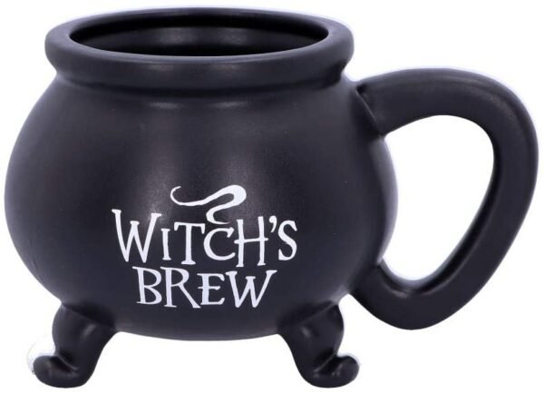 Wiccan Collection~U4791P9 Smooth Black Witch's Brew Cauldron Mug 13.5cm, Resin w. Stainless Steel