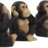 Animal Collection~ U4174M8 Three Wise Chimps Figurine 8cm Black