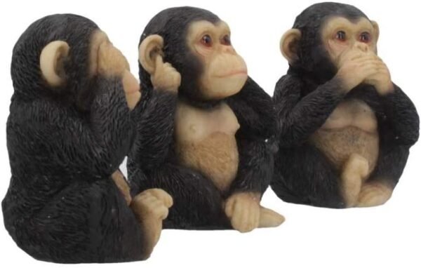 Animal Collection~ U4174M8 Three Wise Chimps Figurine 8cm Black