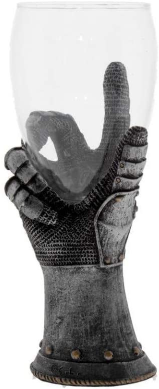 Mythology Collection~ Knights Toast Goblet 16.5cm Silver, Resin w/stainless steel insert, One Size