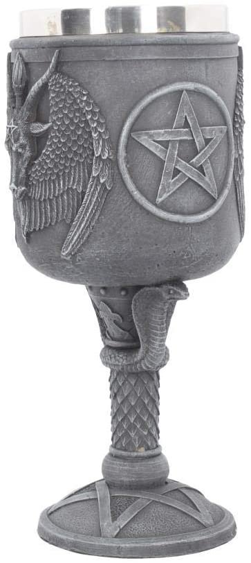 Dark Collection~Baphomet's Thirst Goblet 27cm Black, Resin w/stainless steel insert, 20cm