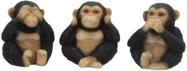 Animal Collection~ U4174M8 Three Wise Chimps Figurine 8cm Black