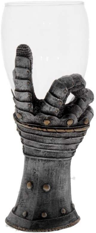 Mythology Collection~ Knights Toast Goblet 16.5cm Silver, Resin w/stainless steel insert, One Size