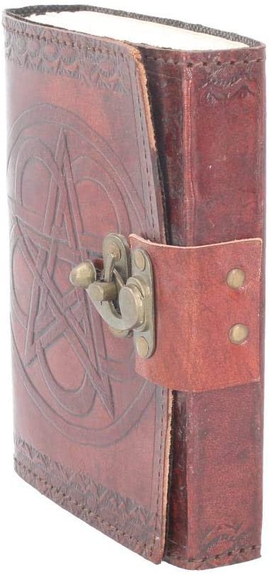 Wiccan Collection~Pentagram Leather Journal With Lock 20cm Brown