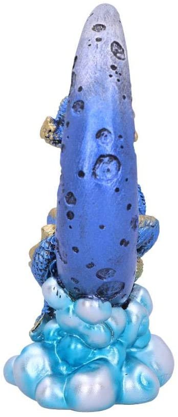 Fantasy Collection~ U5030R0 Metallic Blue Crescent Creature Moon Dragon Figurine, Polyresin, One Size