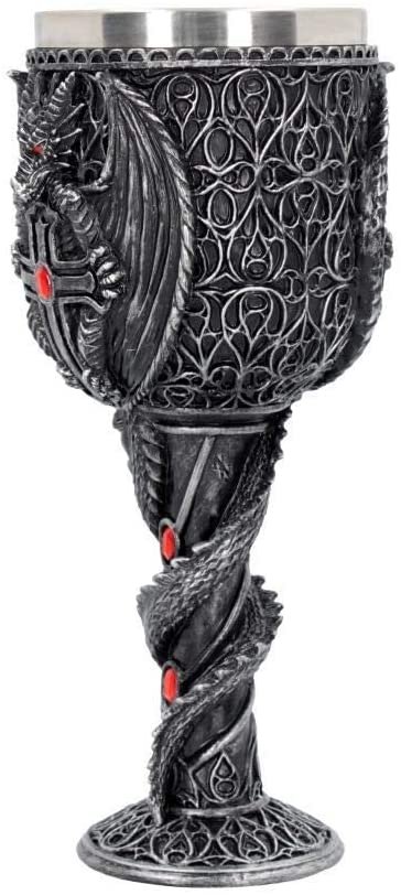 Nemesis Now Obsidian Goblet 19cm, Resin w/stainless steel insert, Silver, One Size