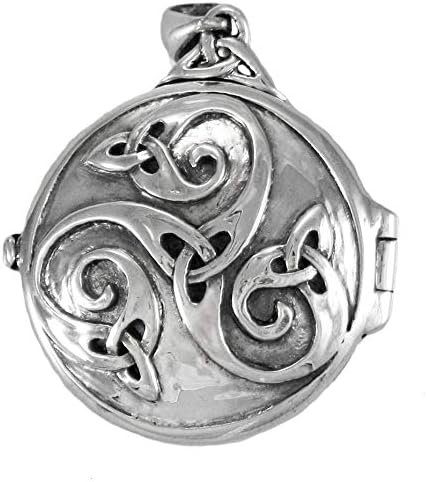 Dryad Design Sterling Silver Celtic Swirl with Hidden Pentacle Pentagram Locket