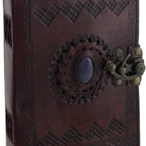 Witchcraft~Embossed Leather Blue Stone 120 Page Unlined Journal with Clasp (Brown)