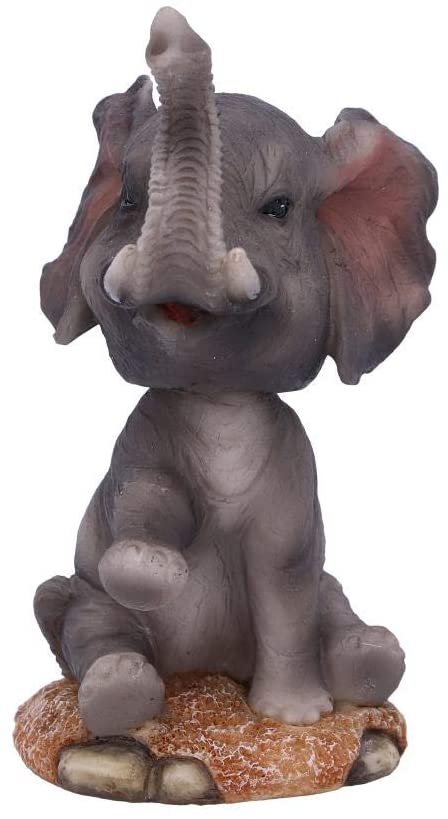 Magicun N.Giftware~Bob Elly Grey Elephant Bobble Head Figurine, Polyresin, 11.5cm