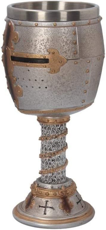 Mythology Collection~ B3245H7 Crusader Goblet 18cm Silver, Resin w/stainless steel insert, One Size