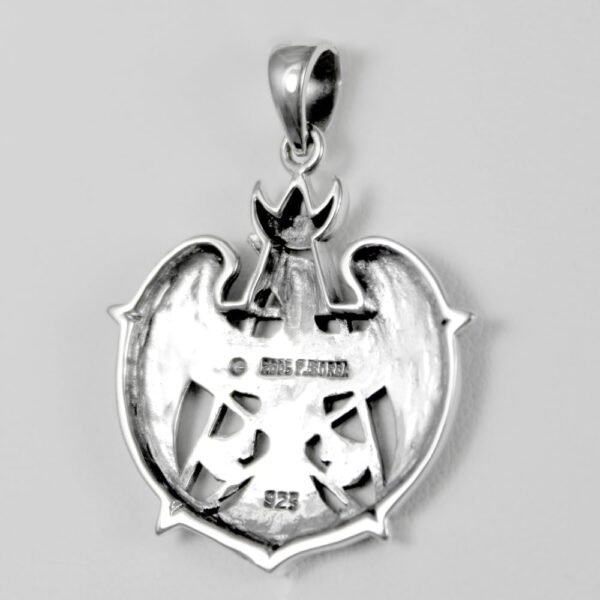 Sterling Silver Crescent Raven Pentacle Pendant