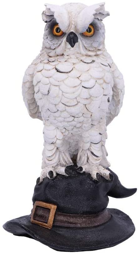 Wiccan Collection~Soren White Horned Owl Perched on a Witches Hat Figurine, 15.3cm