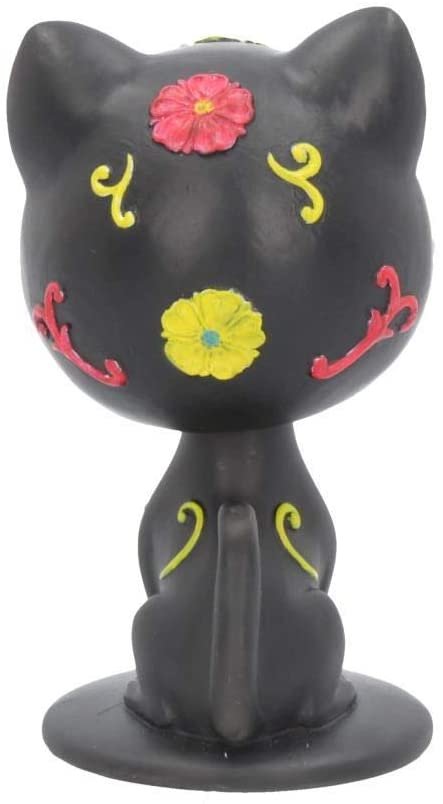 Animal Collection~ U4544N9 Bob De Los Muertos Cat Bobblehead 10.5cm Black, Resin