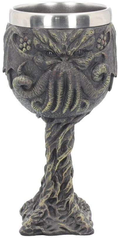 Dark Collection~Cthulhu's Thirst Goblet 21cm Green, Resin w/Stainless Steel Insert, 17cm