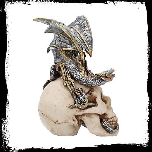 Steampunk Collection~Steel Wing Skull Figurine 25cm Silver