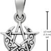 Sterling Silver Tiny Crescent Moon Pentacle Pentagram Pendant