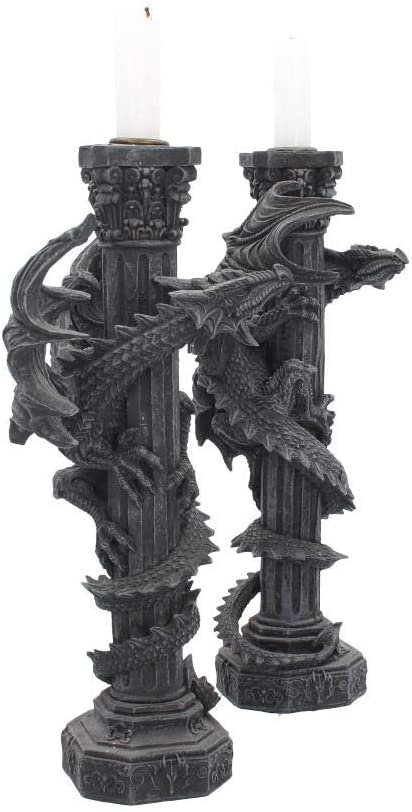 Nemesis Now Guardians of The Light Set of 2 28cm Candle Holder, Black