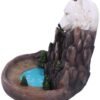 Animal Collection~ Wild Ridge Wolf and Mountain Pool Backflow Incense Cone Burner, Polyresin, Brown, 16.7cm