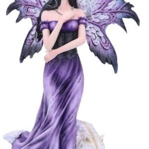 Magicun N.Giftware~Amethyst Purple Wolf and Owl Fairy Companion Figurine, Polyresin, 39.5cm