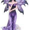 Fantasy Collection~ Amethyst Purple Wolf and Owl Fairy Companion Figurine, Polyresin, 39.5cm