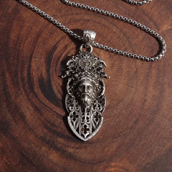 Unique Retro Giant Sword Old Man's Head Sword Pendant Necklace PunK Rock