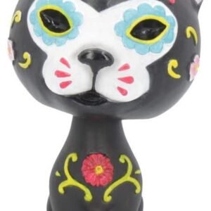 Animal Collection~ U4544N9 Bob De Los Muertos Cat Bobblehead 10.5cm Black, Resin