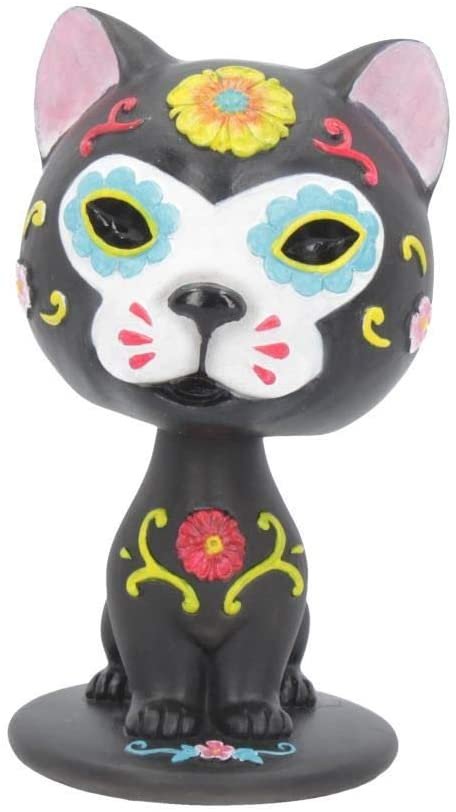 Animal Collection~ U4544N9 Bob De Los Muertos Cat Bobblehead 10.5cm Black, Resin