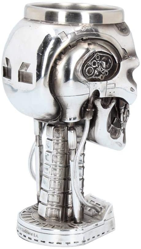 Magicun N.Giftware~Terminator Head Goblet 17cm Silver, Resin w/Stainless Steel Insert