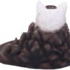 Animal Collection~ Wild Ridge Wolf and Mountain Pool Backflow Incense Cone Burner, Polyresin, Brown, 16.7cm