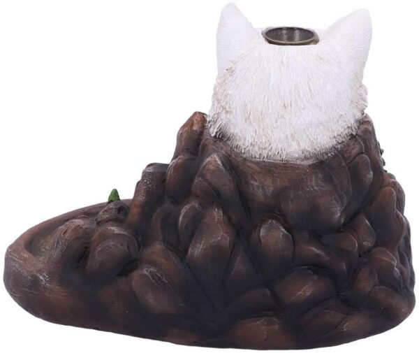Animal Collection~ Wild Ridge Wolf and Mountain Pool Backflow Incense Cone Burner, Polyresin, Brown, 16.7cm