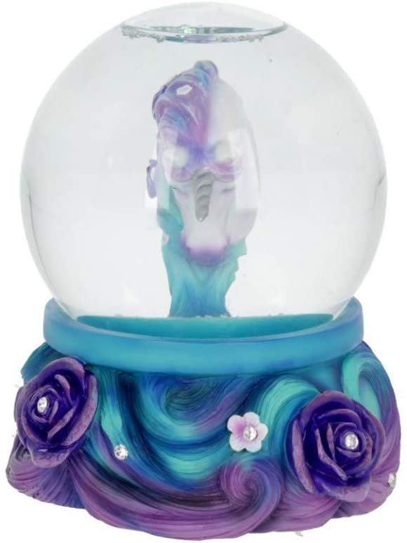 Fantasy Collection~ Pure Elegance Unicorn Snowglobe 13.5cm Purple, Resin, Glass, Water