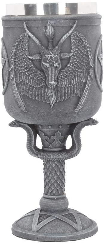 Dark Collection~Baphomet's Thirst Goblet 27cm Black, Resin w/stainless steel insert, 20cm