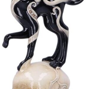 Dark Collection~Feline Fate Light Up Skull with Black Cat Figurine, Polyresin, One Size