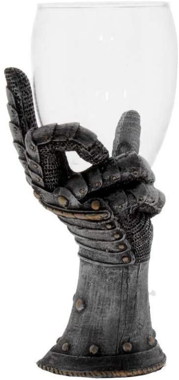 Mythology Collection~ Knights Toast Goblet 16.5cm Silver, Resin w/stainless steel insert, One Size