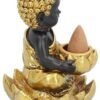 Light Collection~Baby Buddha Backflow Incense Burner 10.3cm, Gold