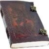 Witchcraft~Handmade Large 8" Embossed Leather Bound Journal Dragon with lock Genuine Brown Antique Old personal Diary notebook journal gift