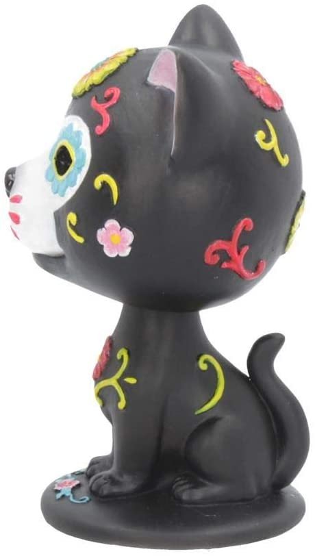 Animal Collection~ U4544N9 Bob De Los Muertos Cat Bobblehead 10.5cm Black, Resin
